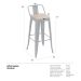 Banqueta alta Iron Tolix com encosto e assento de madeira rústica clara 76 cm Cinza Escuro