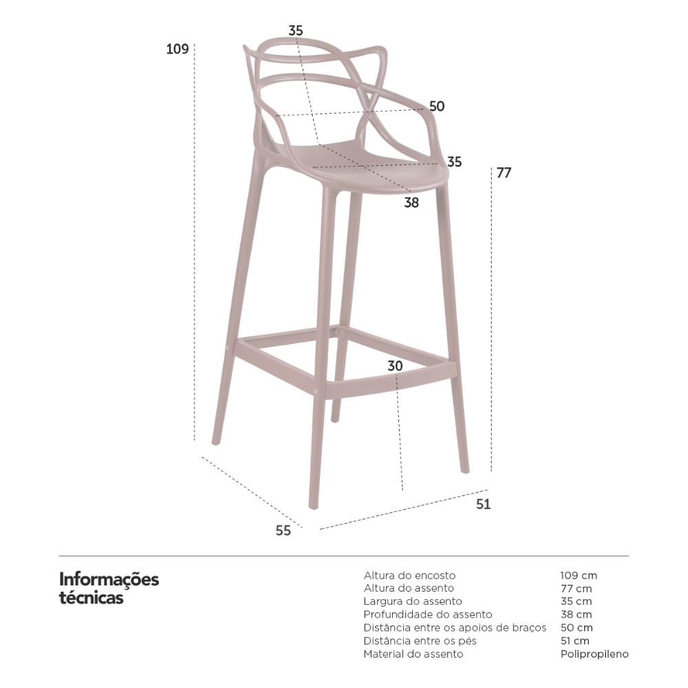 Banqueta alta Masters Allegra 76 cm Marrom