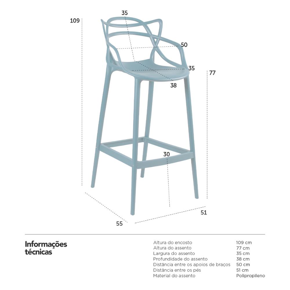Banqueta alta Masters Allegra 76 cm Turquesa