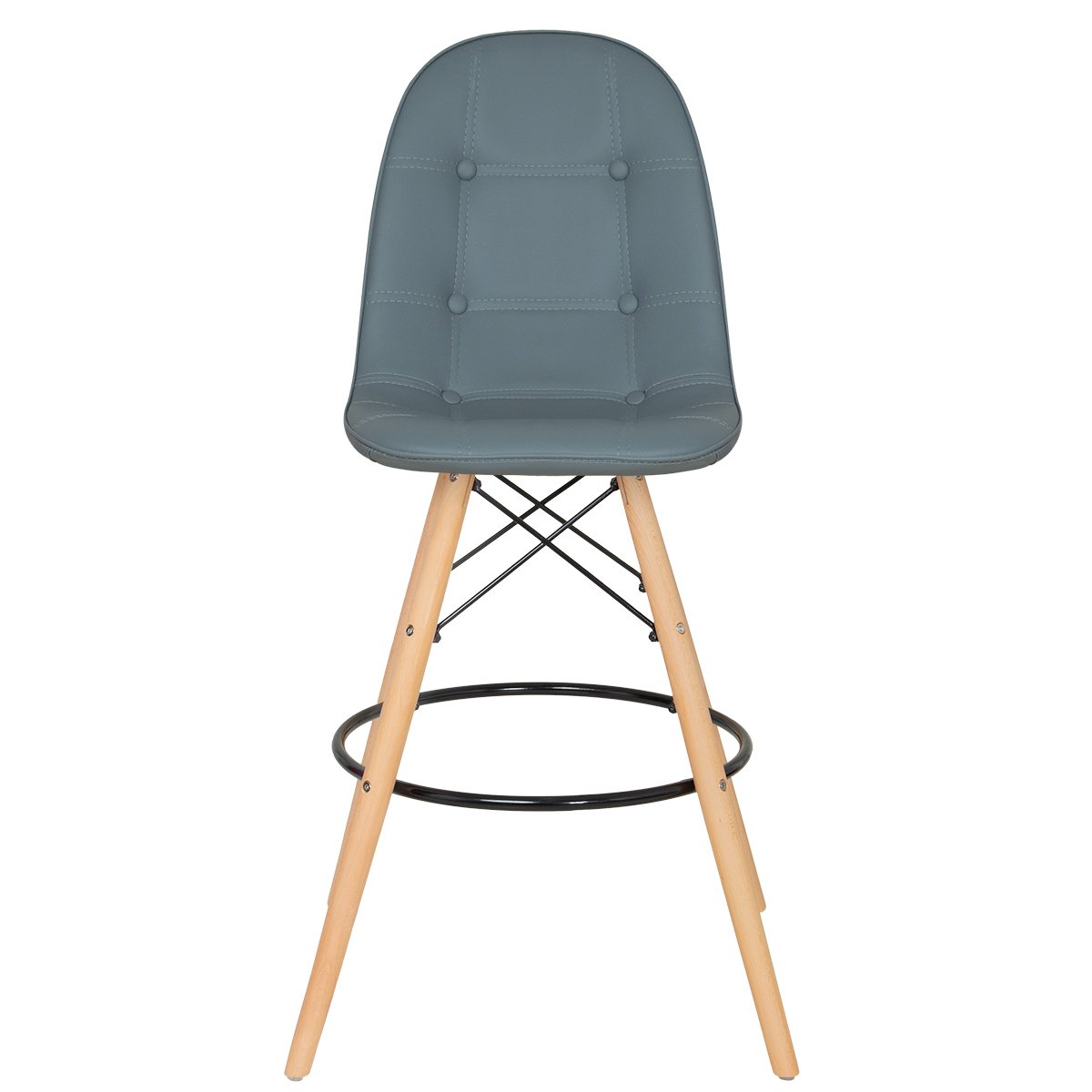 Banqueta alta bancada cozinha Charles Eames Eiffel Botonê estofada Cinza Escuro