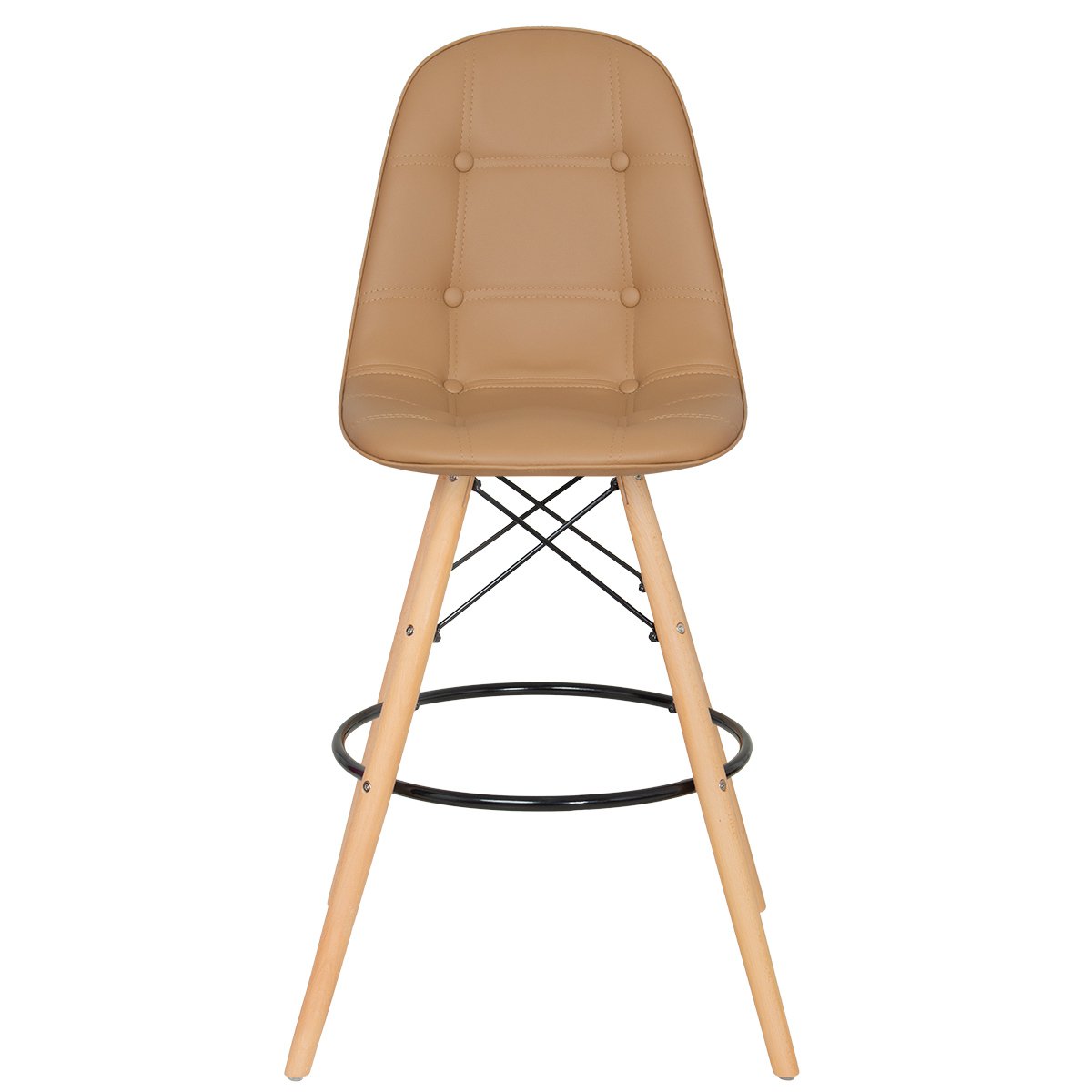 Banqueta alta bancada cozinha Charles Eames Eiffel Botonê estofada Nude