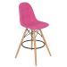 Banqueta alta bancada cozinha Charles Eames Eiffel Botonê estofada Rosa pink