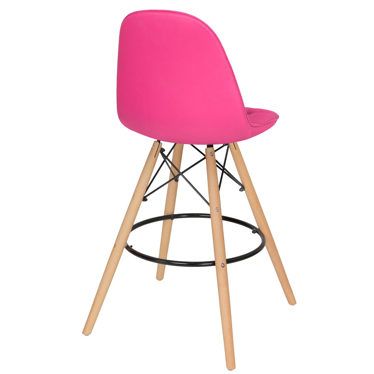 Banqueta alta bancada cozinha Charles Eames Eiffel Botonê estofada Rosa pink