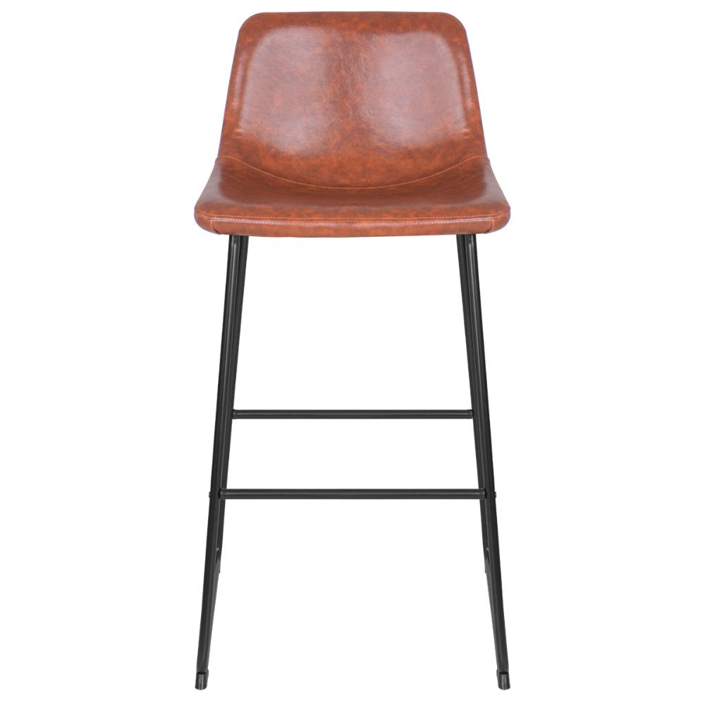 Banqueta alta estofada industrial Loft Vintage Brusque Marrom Caramelo