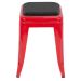 Banqueta baixa Iron Tolix 45 cm design industrial com almofada Vermelho com almofada preta