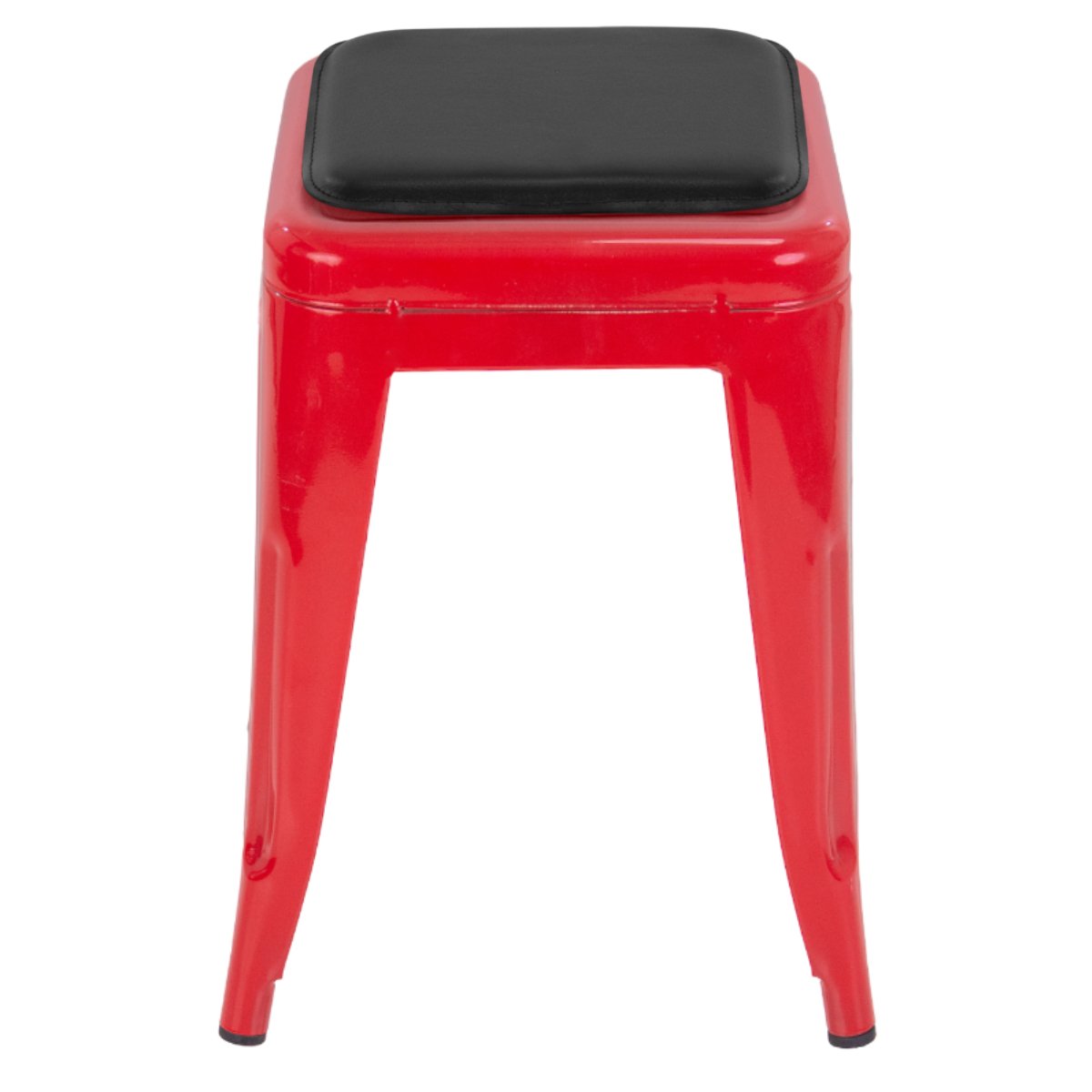 Banqueta baixa Iron Tolix 45 cm design industrial com almofada Vermelho com almofada preta