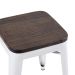 Banqueta baixa Iron Tolix com assento de madeira rústica escura 45 cm Branco