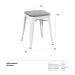 Banqueta baixa Iron Tolix com assento de madeira rústica escura 45 cm Branco
