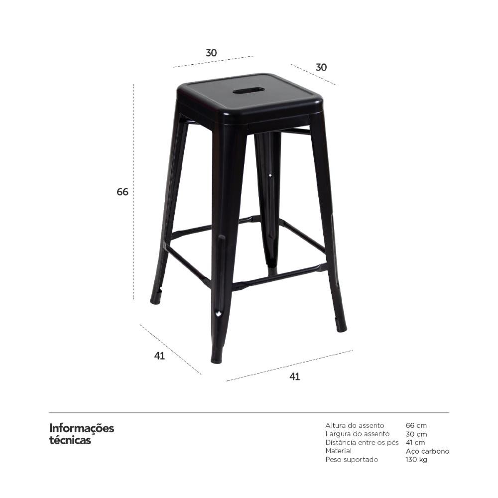 Banqueta média Iron Tolix 66 cm Preto texturizado Preto texturizado