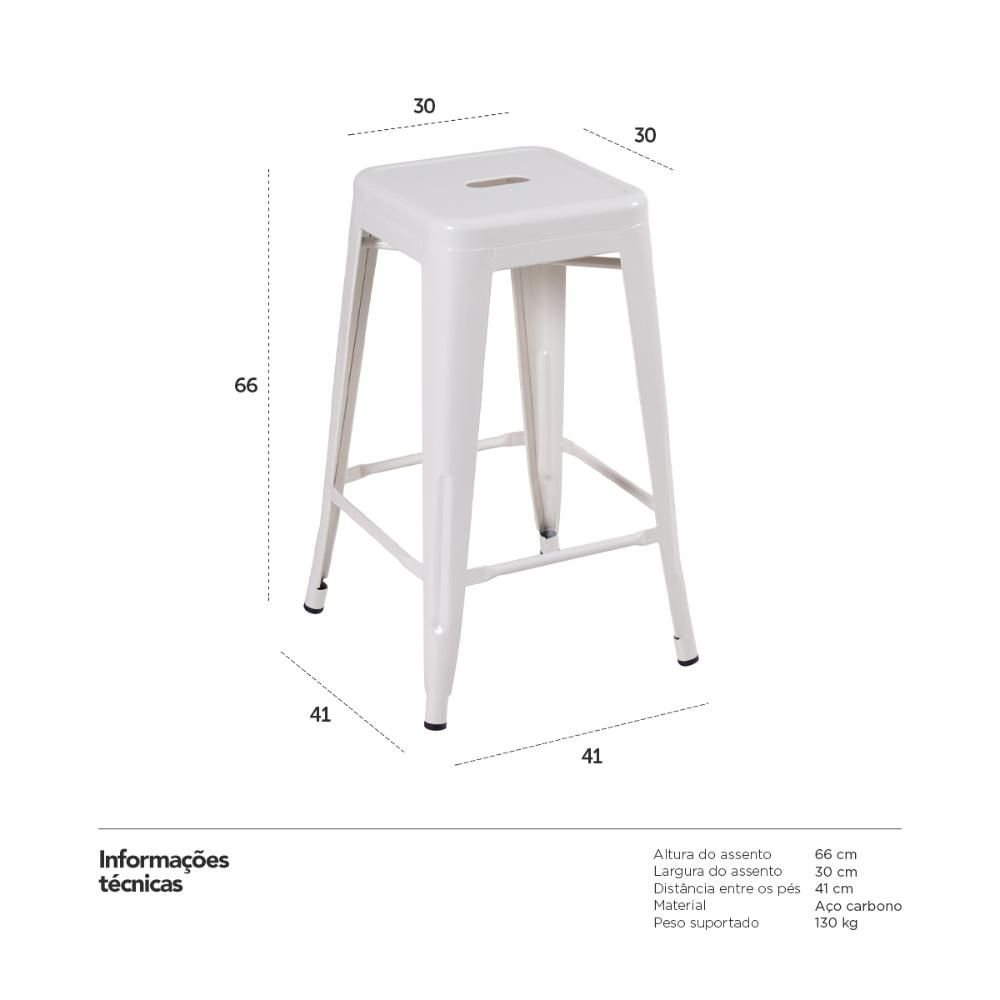 Banqueta média Iron Tolix 66 cm Rosa claro