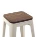 Banqueta média Iron Tolix com assento de madeira rústica escura 61 cm Branco