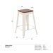 Banqueta média Iron Tolix com assento de madeira rústica escura 61 cm Branco