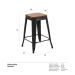 Banqueta média Iron Tolix com assento de madeira rústica escura 61 cm Preto