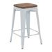 Banqueta média Iron Tolix com assento de madeira rústica escura 66 cm Azul light