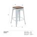 Banqueta média Iron Tolix com assento de madeira rústica escura 66 cm Azul light