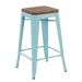 Banqueta média Iron Tolix com assento de madeira rústica escura 66 cm Azul tiffany