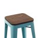 Banqueta média Iron Tolix com assento de madeira rústica escura 66 cm Azul tiffany