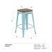 Banqueta média Iron Tolix com assento de madeira rústica escura 66 cm Azul tiffany