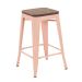 Banqueta média Iron Tolix com assento de madeira rústica escura 66 cm Rosa antigo