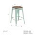 Banqueta média Iron Tolix com assento de madeira rústica escura 66 cm Verde Claro