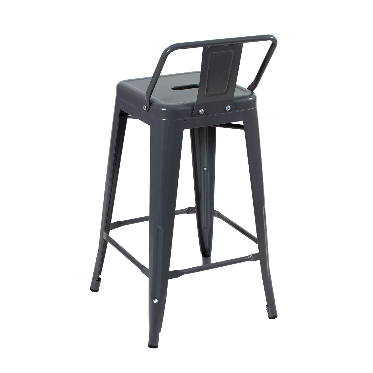 Banqueta média Iron Tolix com encosto 66 cm Cinza Escuro