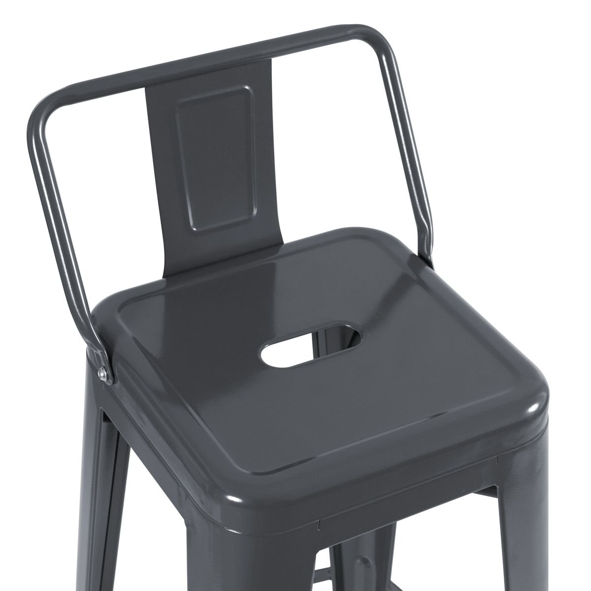 Banqueta média Iron Tolix com encosto 66 cm Cinza Escuro