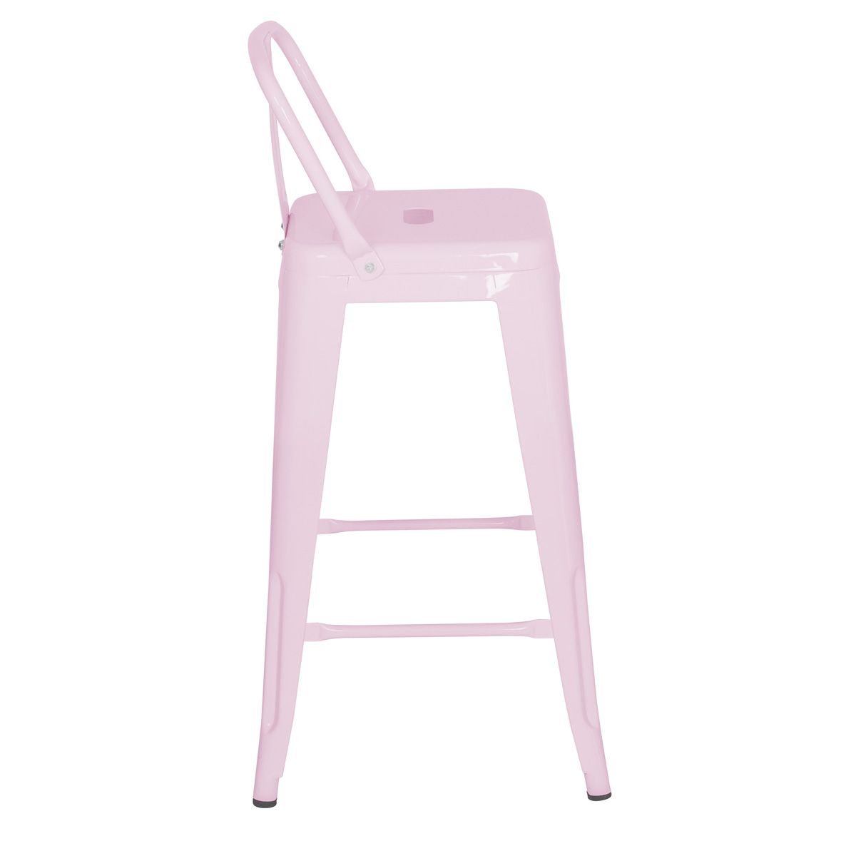 Banqueta média Iron Tolix com encosto 66 cm Rosa claro