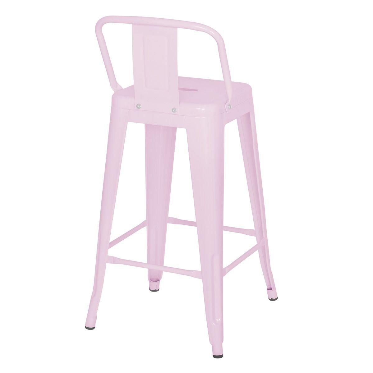 Banqueta média Iron Tolix com encosto 66 cm Rosa claro