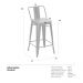 Banqueta média industrial Iron Tolix com encosto e assento de madeira rústica escura 66 cm