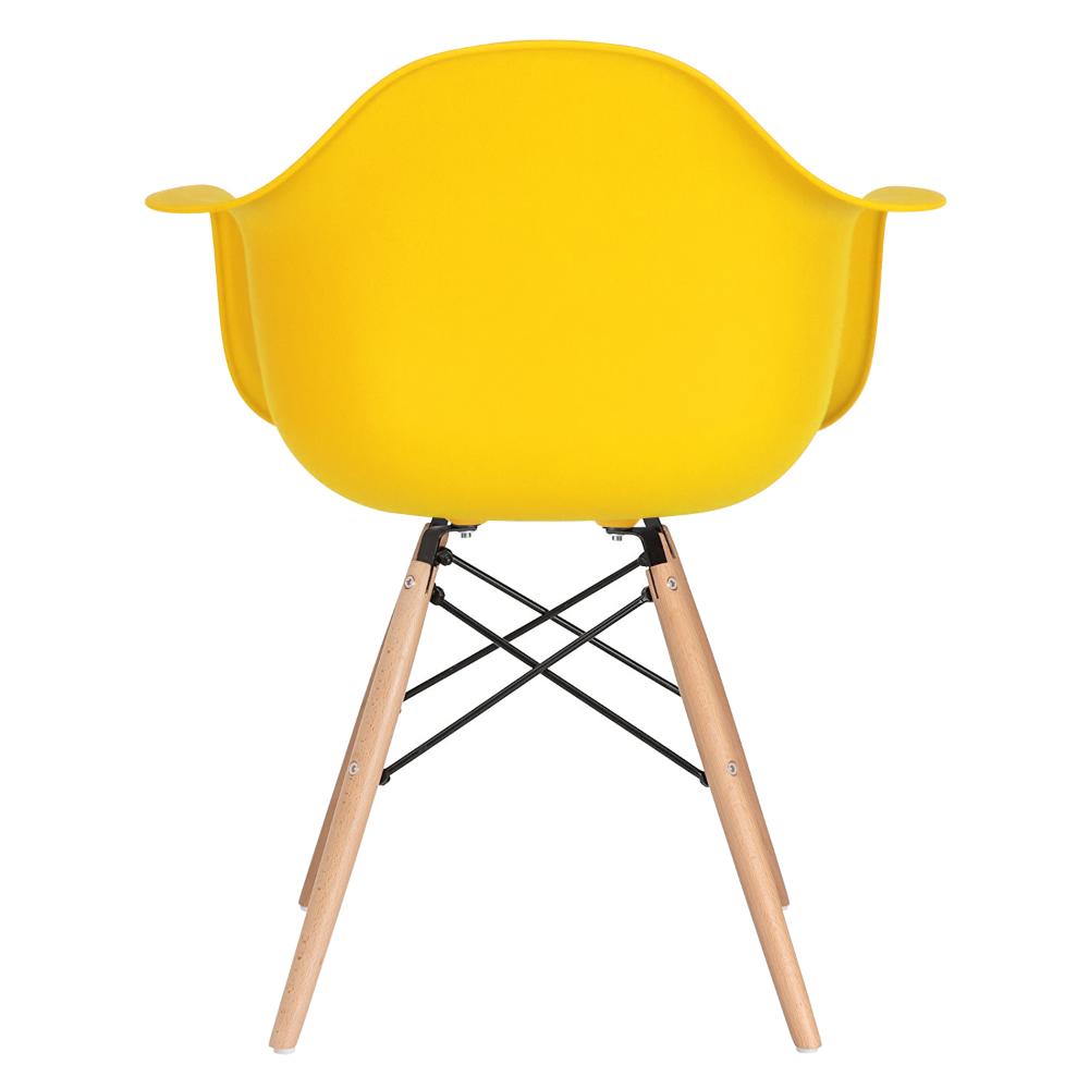 Cadeira Charles Eames Eiffel DAW com braços e pés de madeira clara Amarelo