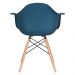 Cadeira Charles Eames Eiffel DAW com braços e pés de madeira clara Azul petróleo