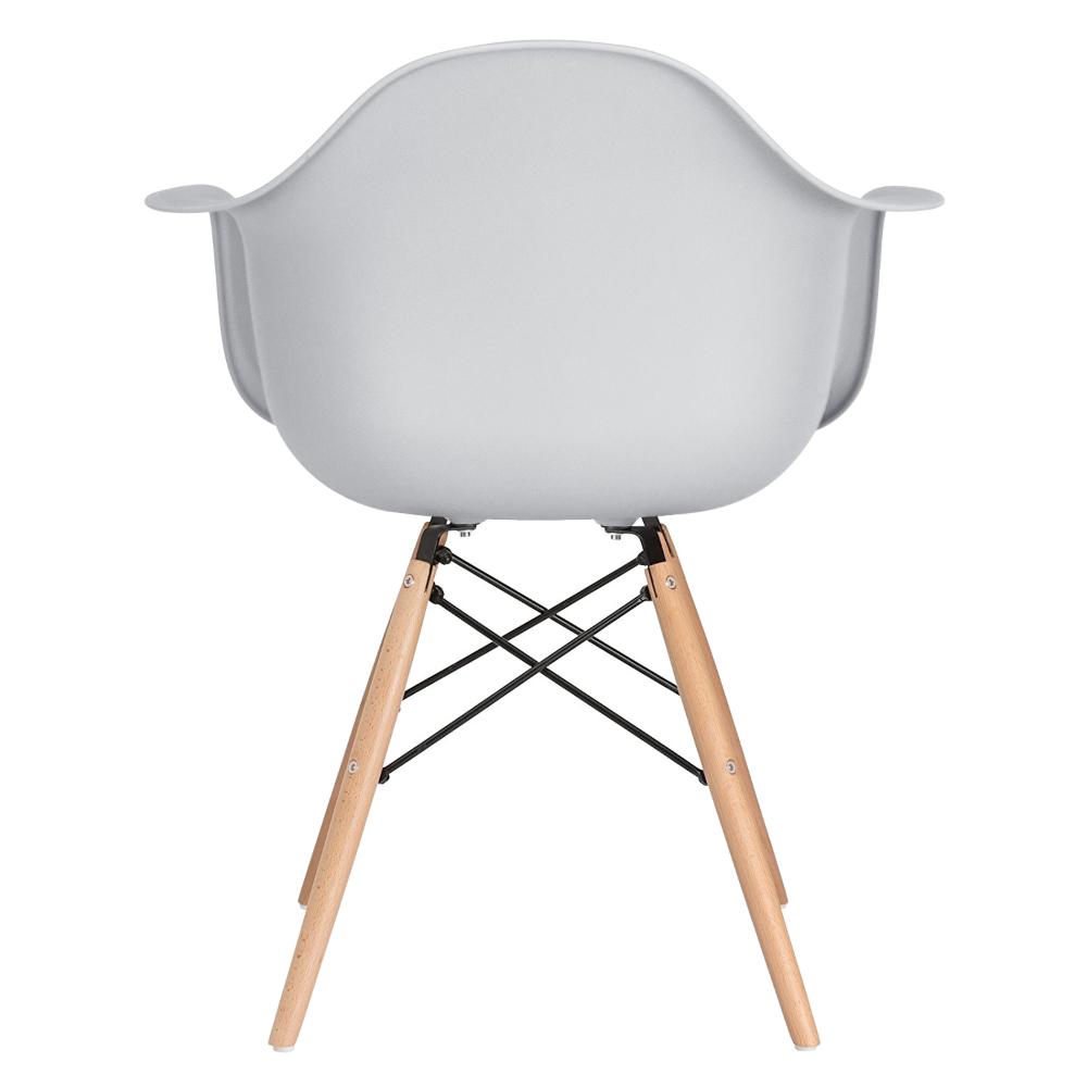 Cadeira Charles Eames Eiffel DAW com braços e pés de madeira clara Cinza claro
