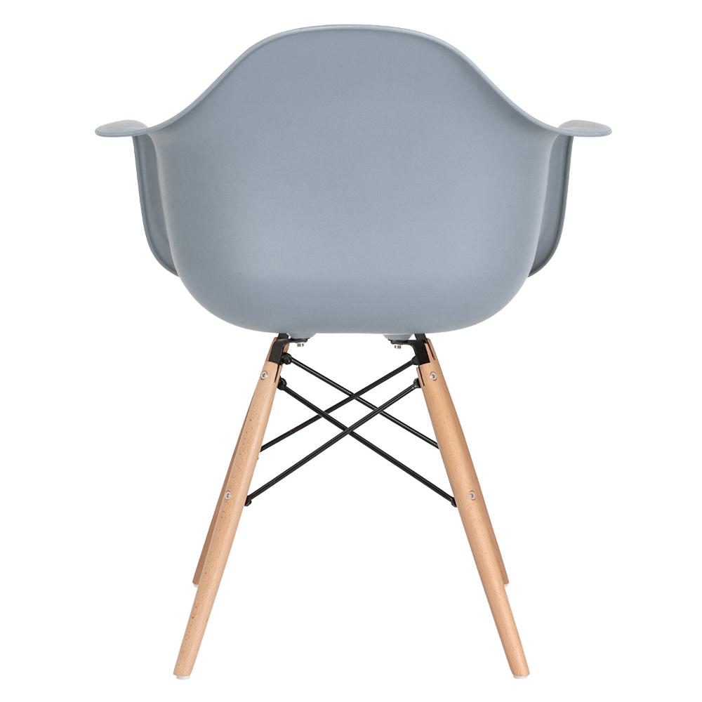 Cadeira Charles Eames Eiffel DAW com braços e pés de madeira clara Cinza médio nacional - DESATIVADO