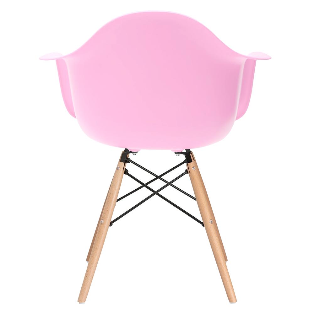 Cadeira Charles Eames Eiffel DAW com braços e pés de madeira clara Rosa claro