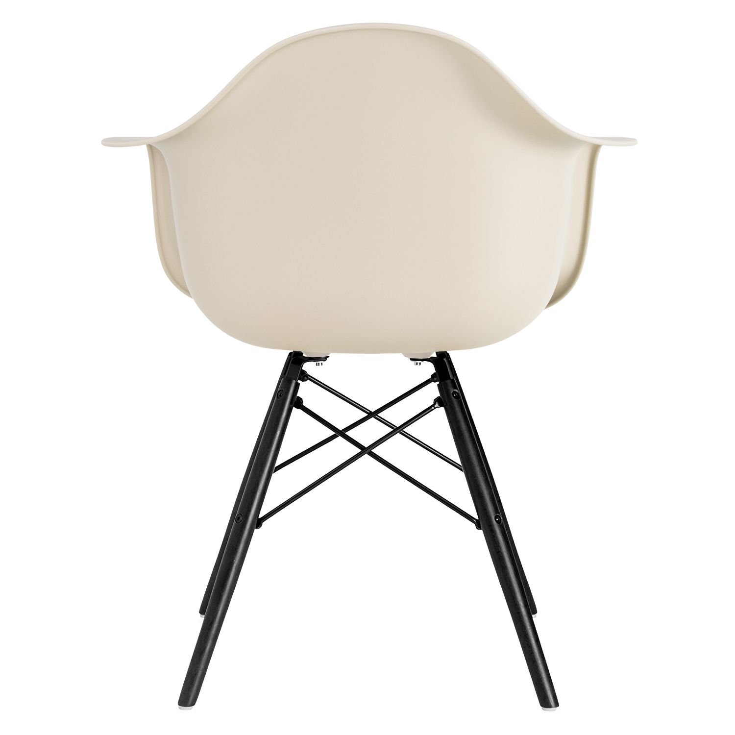 Cadeira Charles Eames Eiffel DAW com pés de madeira preta Bege