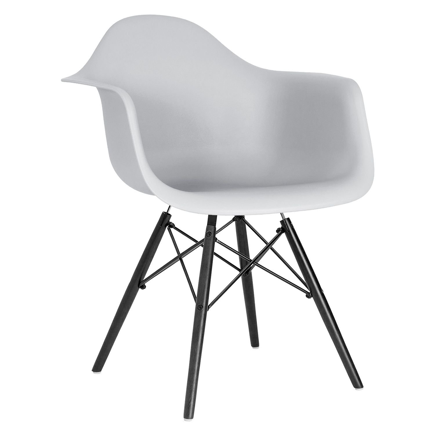 Cadeira Charles Eames Eiffel DAW com pés de madeira preta Cinza claro