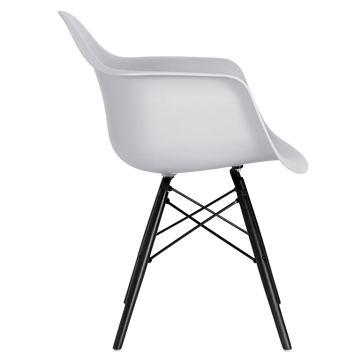 Cadeira Charles Eames Eiffel DAW com pés de madeira preta Cinza claro