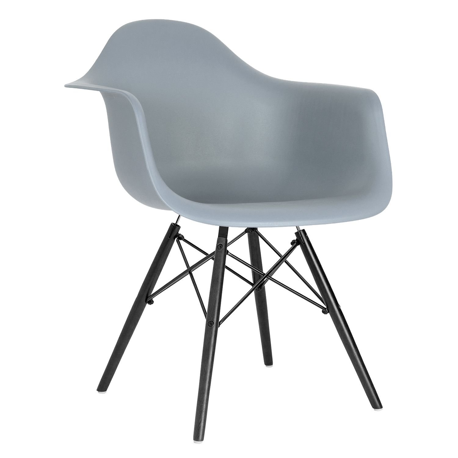 Cadeira Charles Eames Eiffel DAW com pés de madeira preta Cinza médio