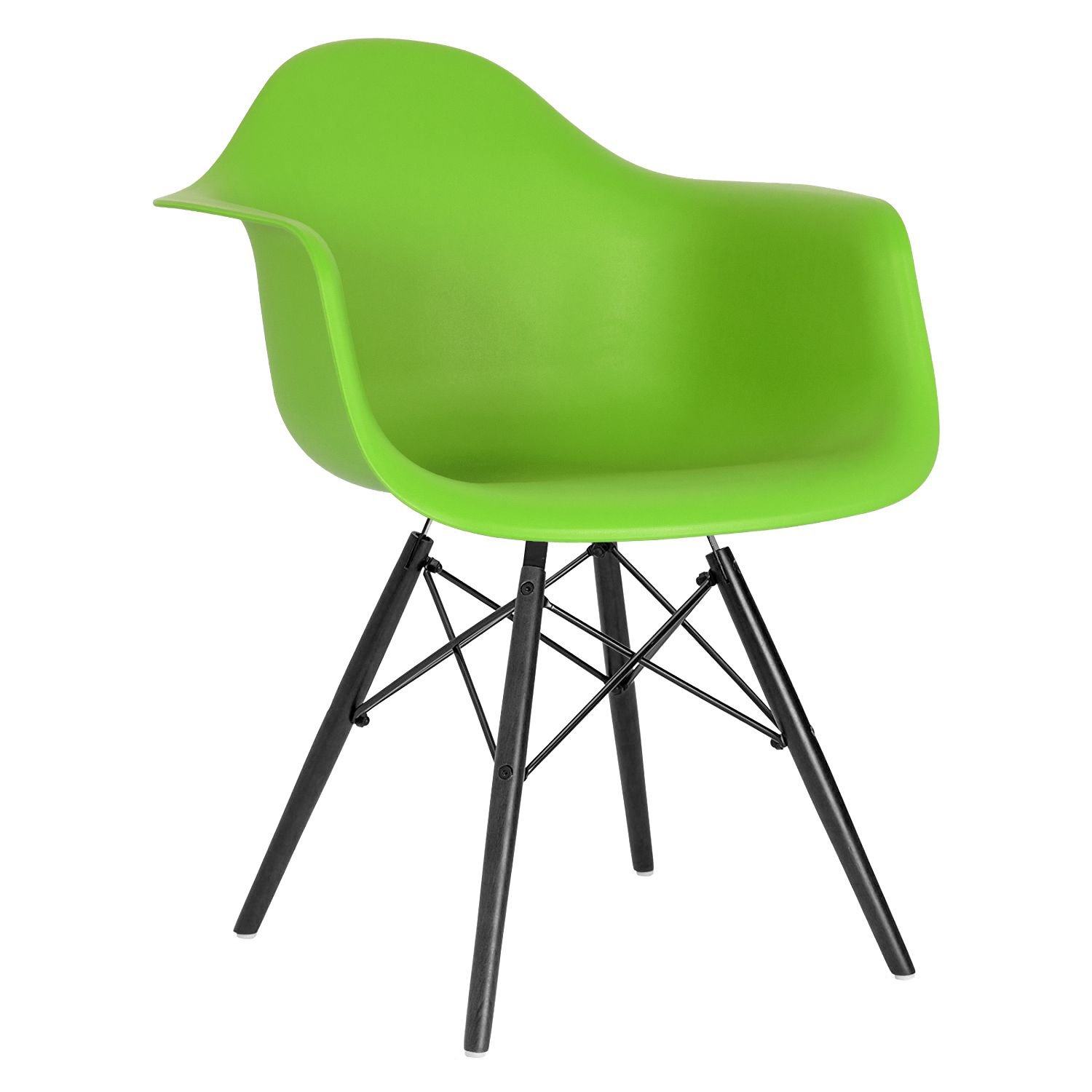 Cadeira Charles Eames Eiffel DAW com pés de madeira preta Verde claro