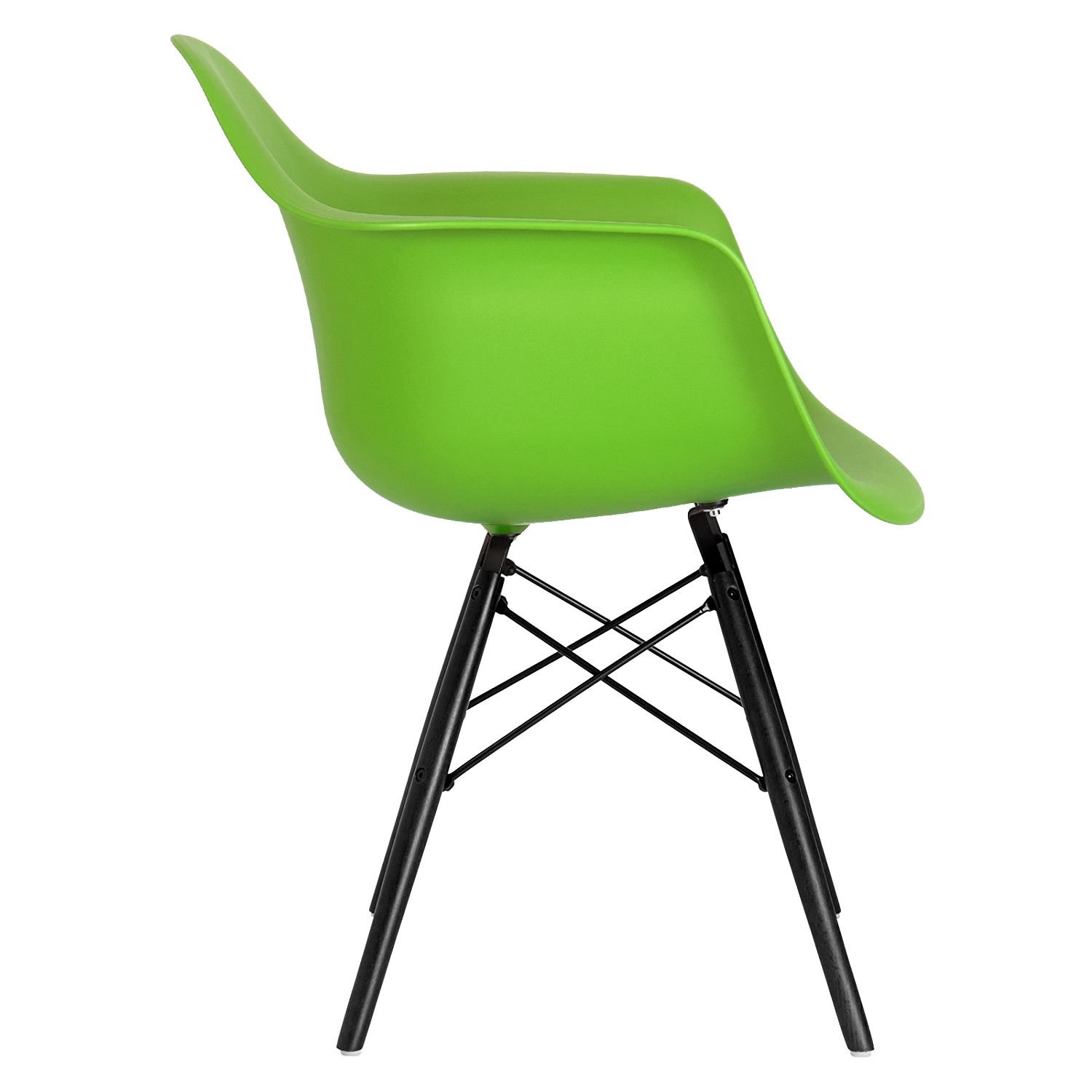 Cadeira Charles Eames Eiffel DAW com pés de madeira preta Verde claro