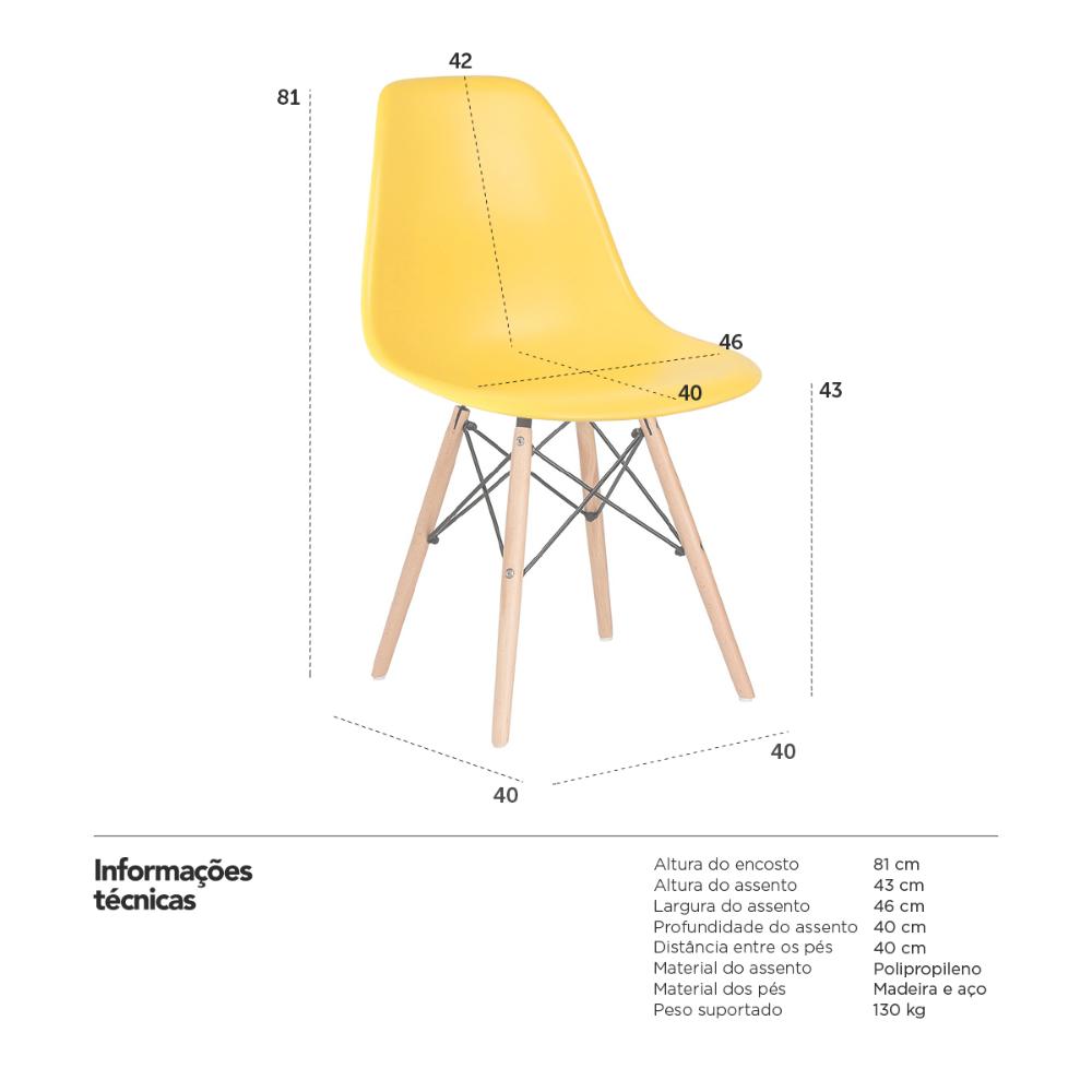 Cadeira Charles Eames Eiffel DSW com pés de madeira clara Amarelo