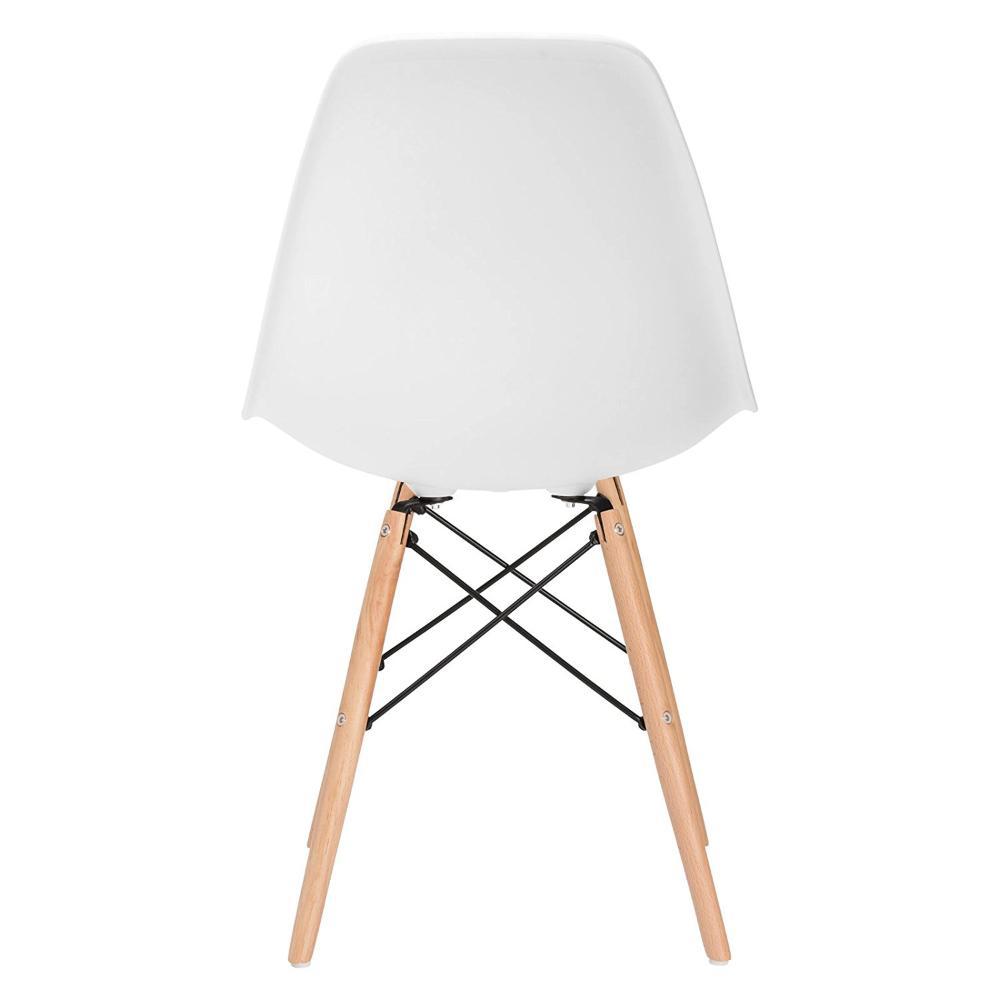 Cadeira Charles Eames Eiffel DSW com pés de madeira clara Branco