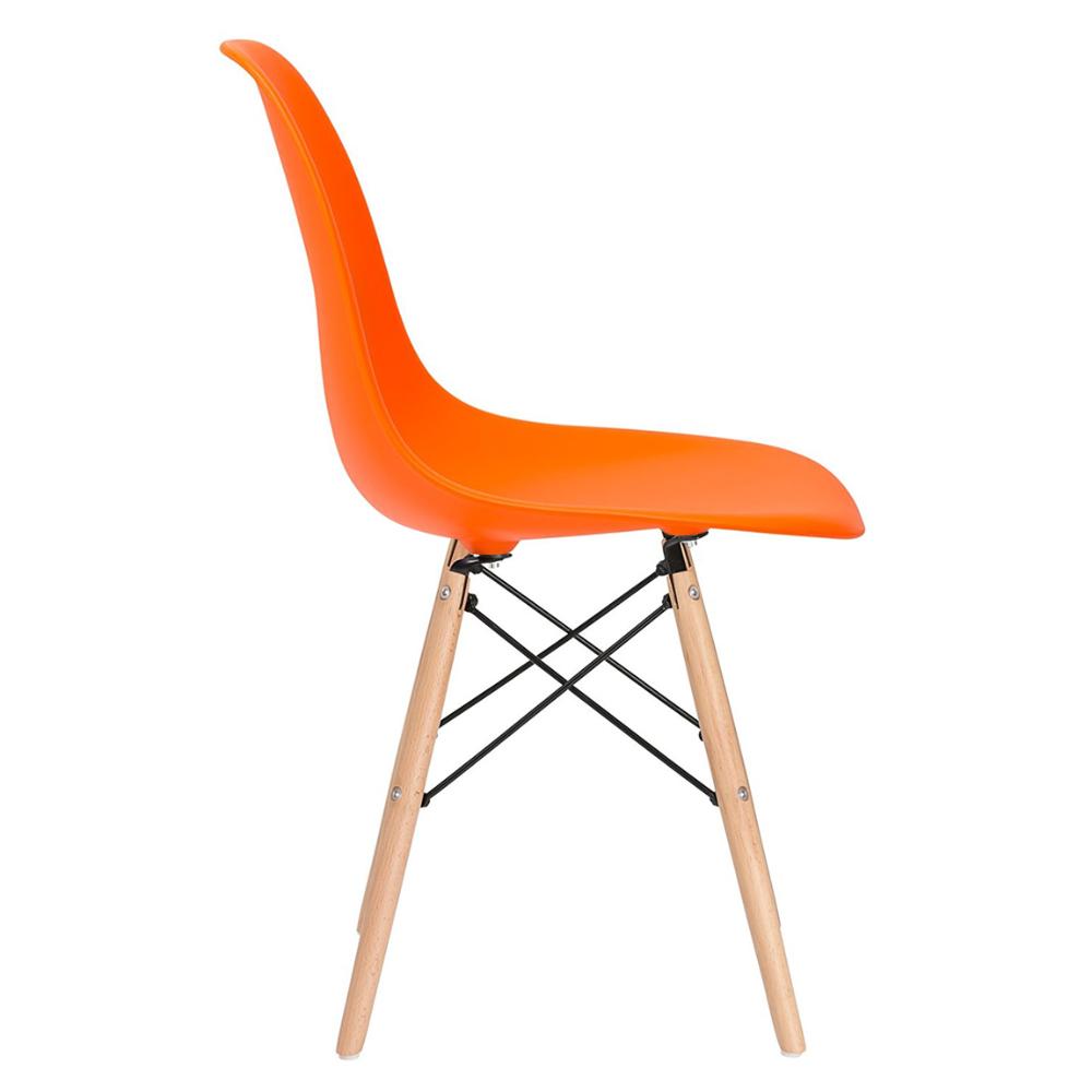 Cadeira Charles Eames Eiffel DSW com pés de madeira clara Laranja