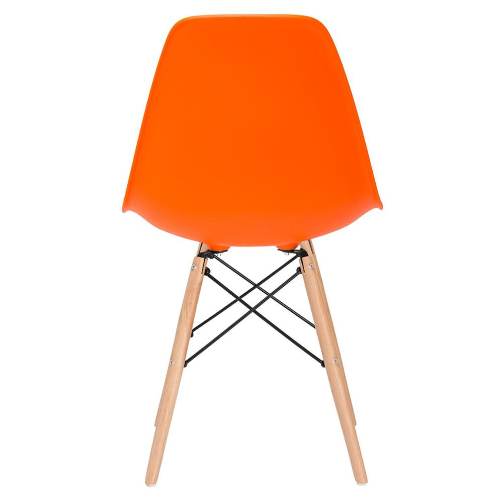 Cadeira Charles Eames Eiffel DSW com pés de madeira clara Laranja