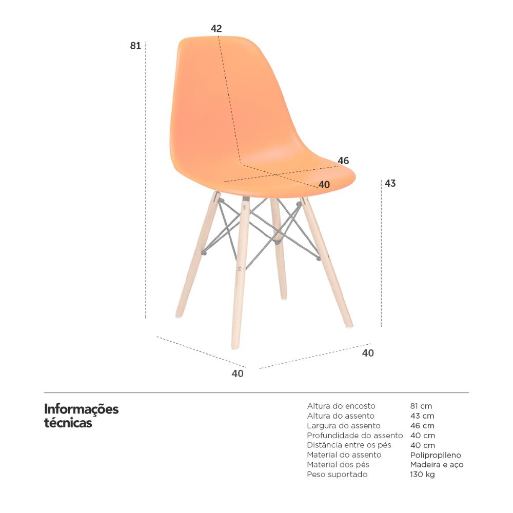Cadeira Charles Eames Eiffel DSW com pés de madeira clara Laranja