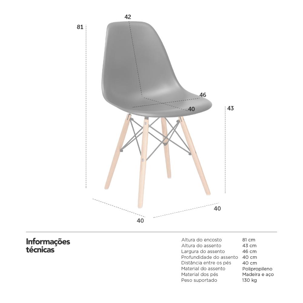 Cadeira Charles Eames Eiffel DSW com pés de madeira clara Preto