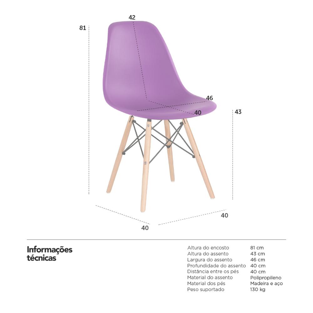 Cadeira Charles Eames Eiffel DSW com pés de madeira clara Roxo