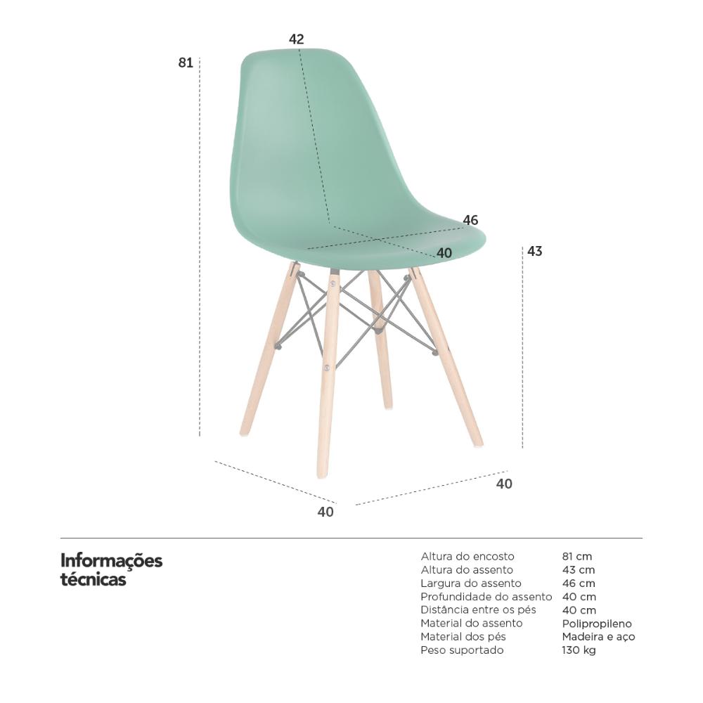 Cadeira Charles Eames Eiffel DSW com pés de madeira clara Verde escuro