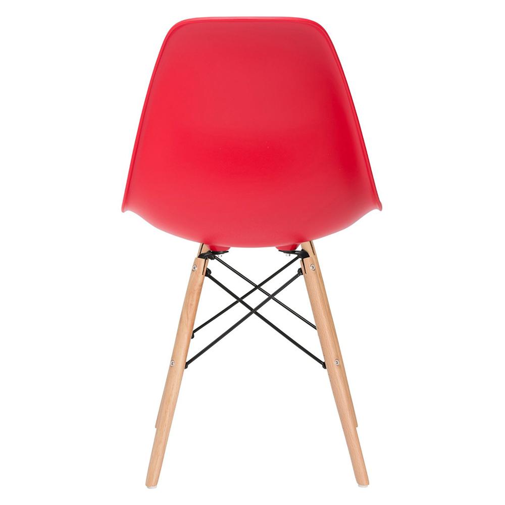 Cadeira Charles Eames Eiffel DSW com pés de madeira clara Vermelho