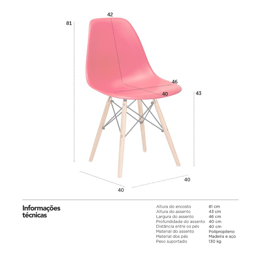 Cadeira Charles Eames Eiffel DSW com pés de madeira clara Vermelho